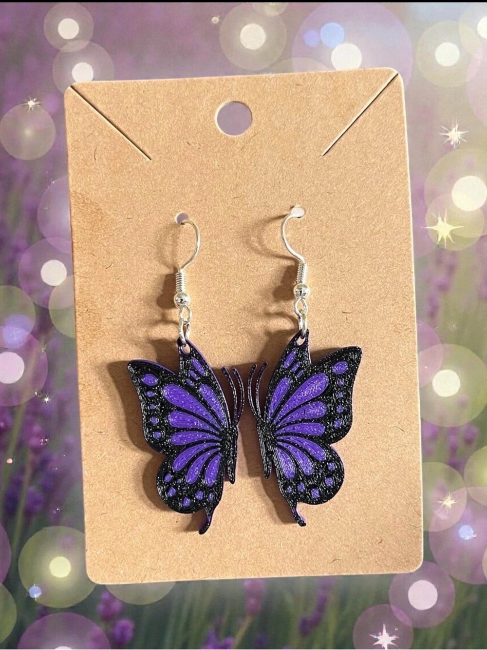Purple Butterfly Dangle Earrings